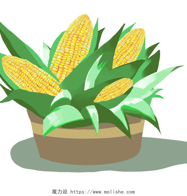 农产品玉米手绘卡通秋收玉米素材